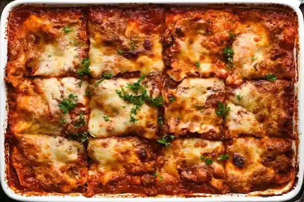Homemade Four Cheese Lasagna With Italian Sausage And Beef