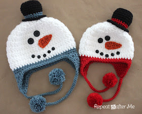 http://www.repeatcrafterme.com/2012/10/crochet-snowman-hat-pattern.html