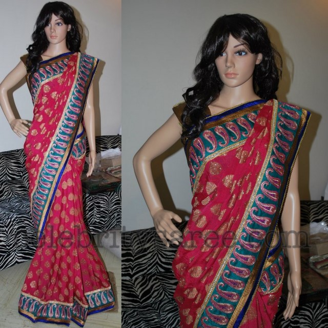 Pink Georgette Saree