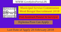 Municipal Service Commission West Bengal Recruitment 2018 –12 Assistant Planner & Surveyor