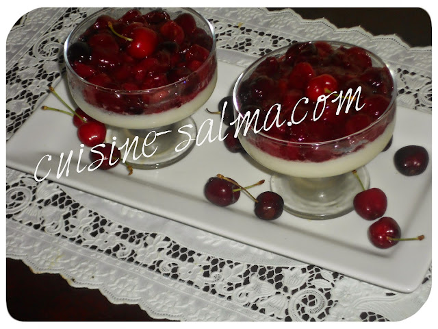 panna cotta aux cerises ,باناكوتا  بالكرز 