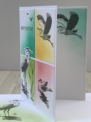 Heron Habitat stamp set used for this ink blended birthday card