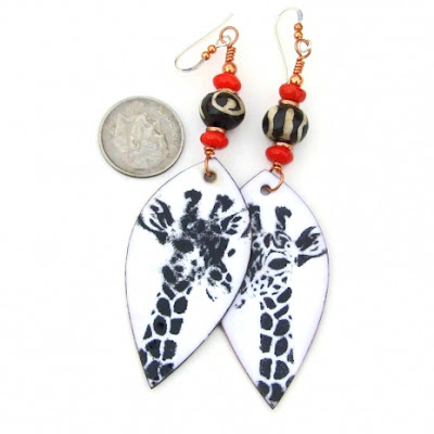 giraffe earrings black white red