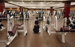 Weight training section at the gym