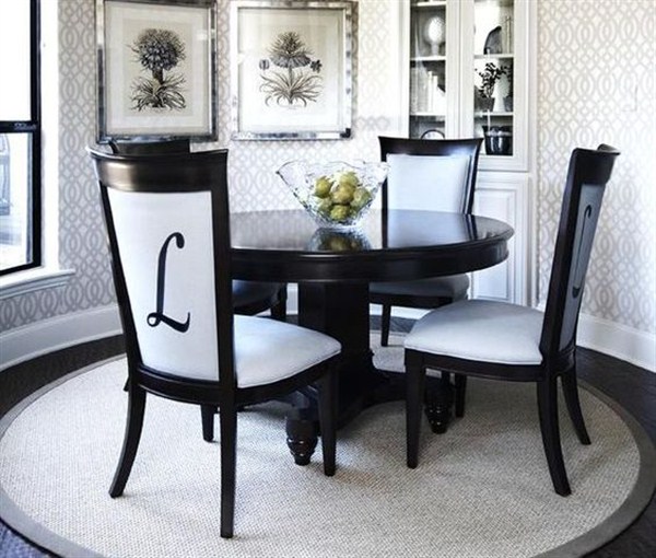 black dining table and chairs