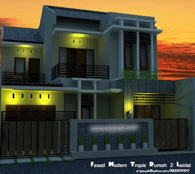 Model Rumah Modern on Wong Sipil Karo Arsitek  Desain Fasad Rumah 2 Lantai Modern Tropis