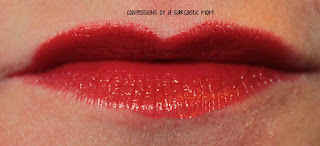 Swatch of NYC Expert Last Lip Color Matte lipstick in Red Suede