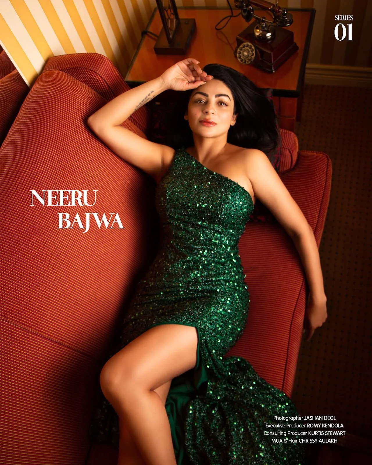 neeru bajwa curvy legs green dress hot punjabi actress