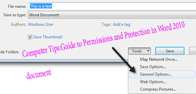 Computer Tips:Guide to Permissions and Protection in Word 2010   document