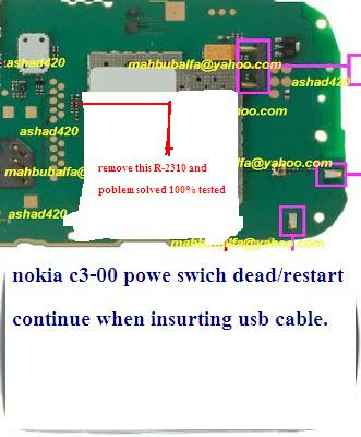 How to remove short, usb connector short repair ways, C3-00 dead / auto on off while insert usb cable.