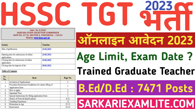 HSSC TGT Teacher Recruitment 2023 Apply Online for 7471 Post