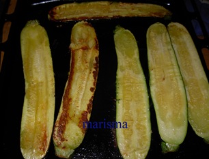 calabacines rellenos de champi,asados