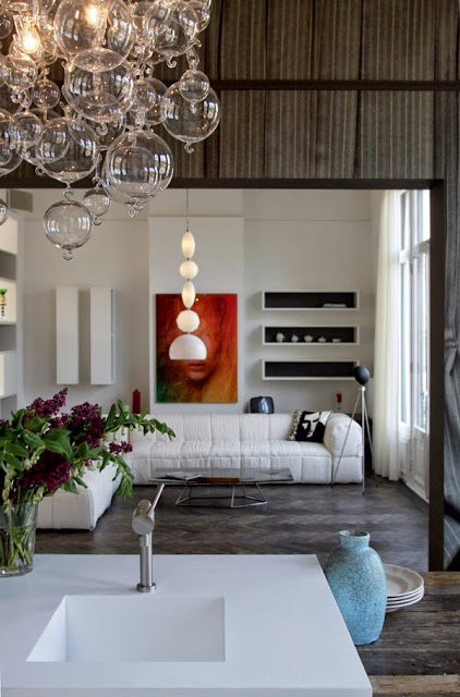 kitchen white modern countertops and lighting