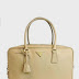 Prada Womens Saffiano Lux Top Handle Bag in Beige Leather Handbag Purse BL094F F0036