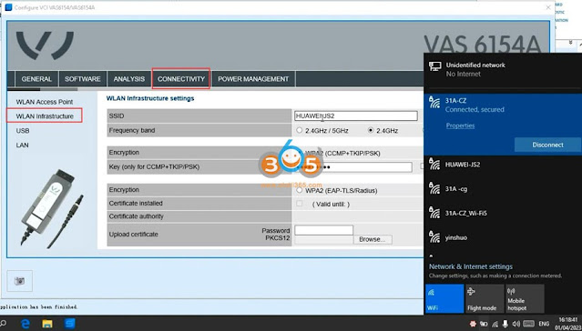 connect vnci 6154a via wlan 5