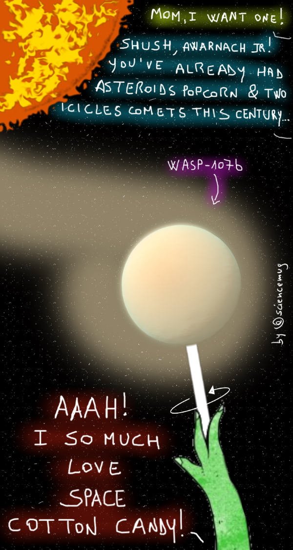 Space candy cotton WASP-107b exoplanet (by @sciencemug)