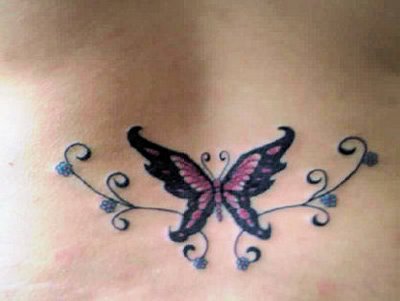 butterfly lower back tattoo