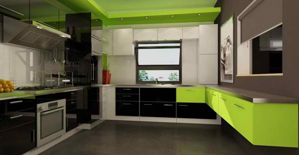 Desain Dapur Minimalis Cantik Berwarna Hijau