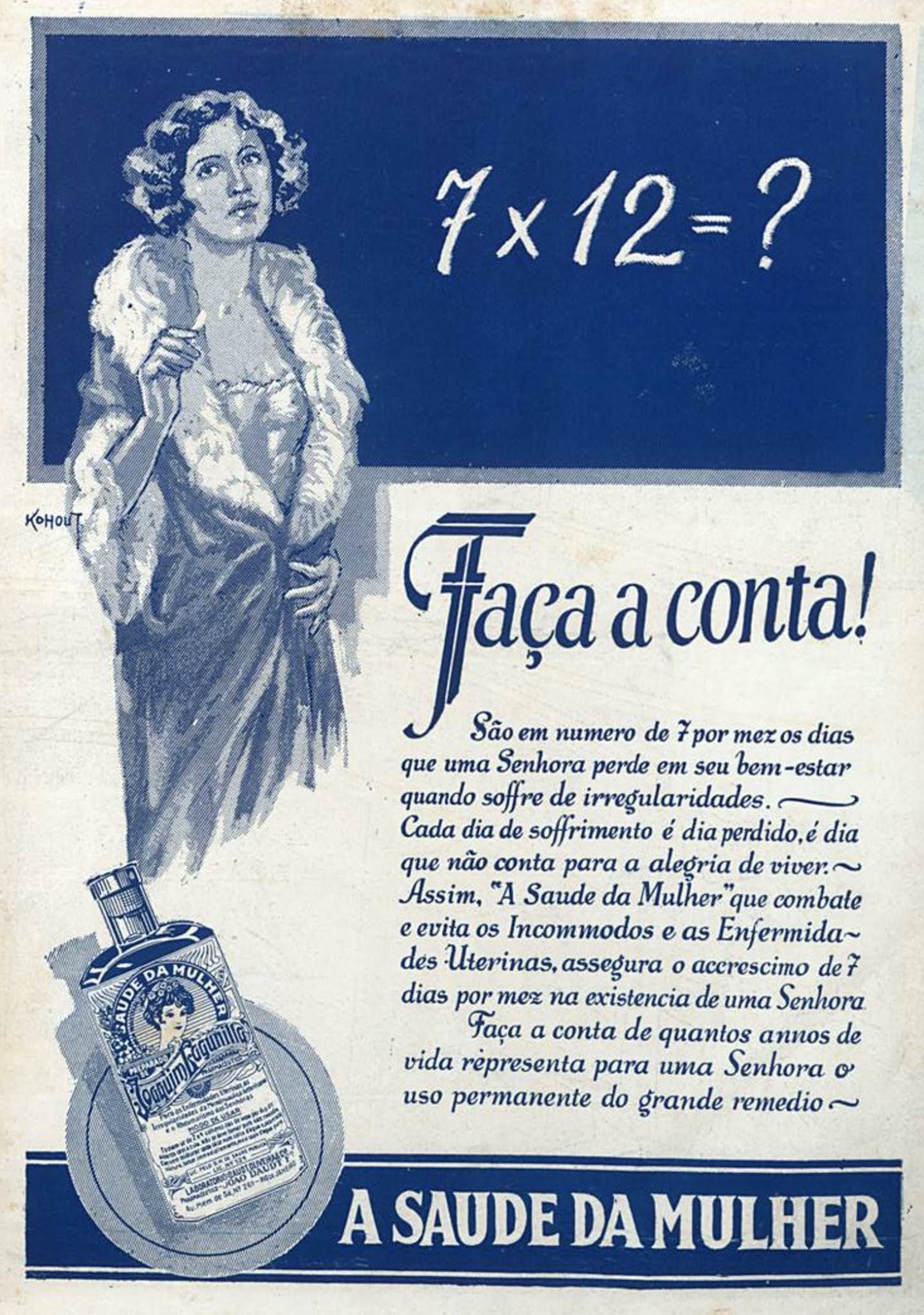 Anúncio antigo do medicamento Saúde da Mulher veiculado em 1930