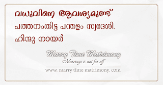 Pathanamthitta Panthalam hindu nair groom,