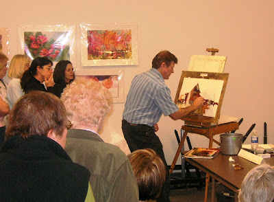 carl Purcell demonstrating for the southern utah watercolor society