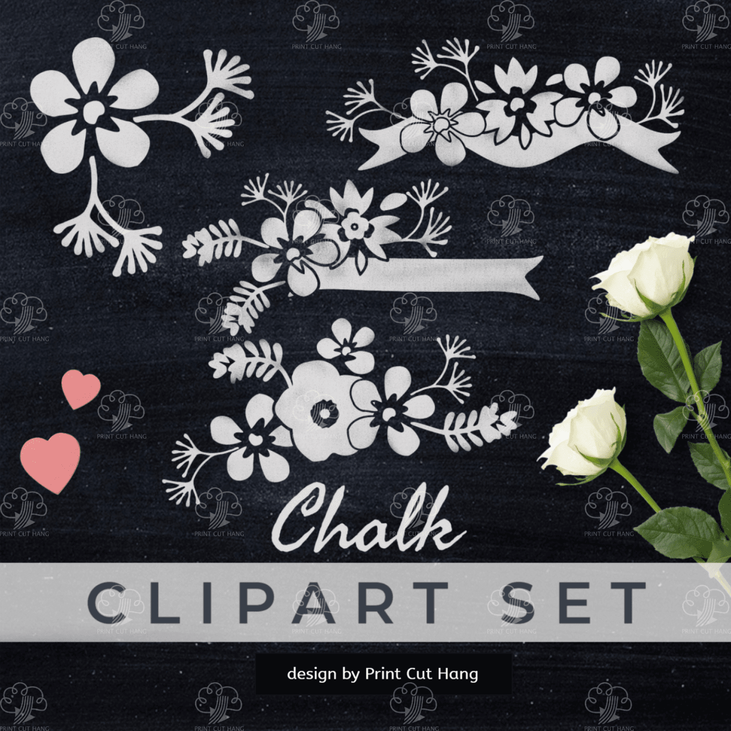 CLIPART Chalk Flowers