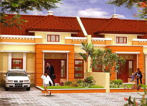 Contoh rumah minimalis warna orange