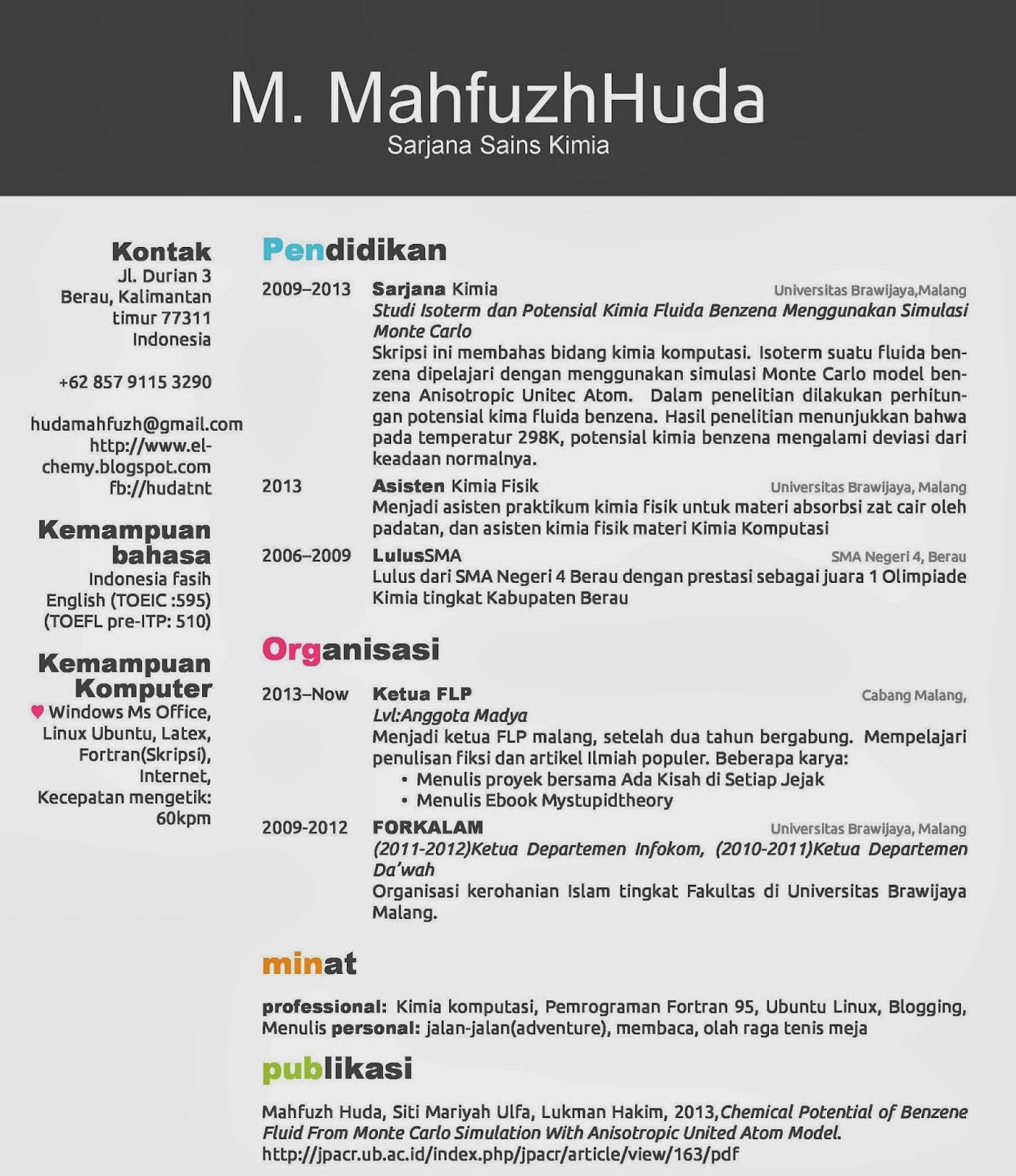 Contoh Biodata Versi Inggris - Contoh L