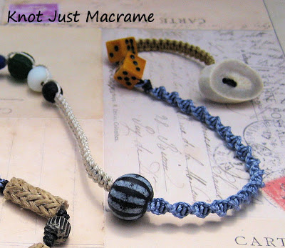 Czech glass beads spiral knotting, antler button, glass dice beads