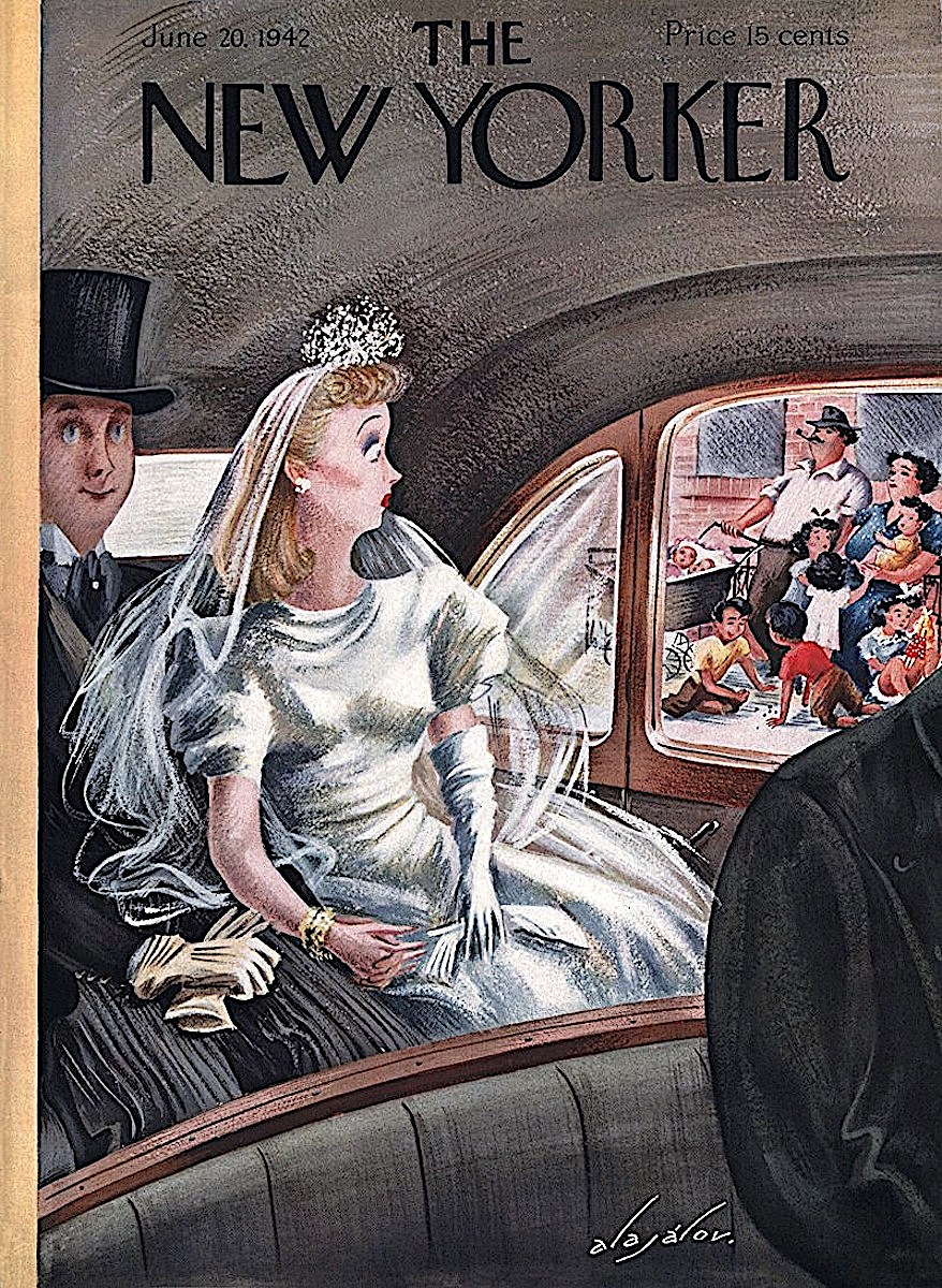 a Constantin Alajalov illustration for The New Yorker magazine June 20 1942, wedding jitters