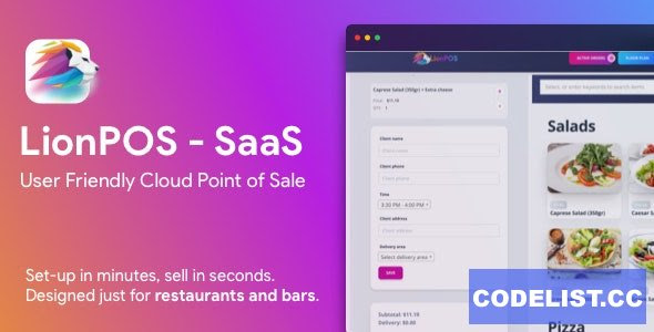 Lion POS v1.0 - SaaS Point Of Sale Script for Restaurants and Bars with floor plan