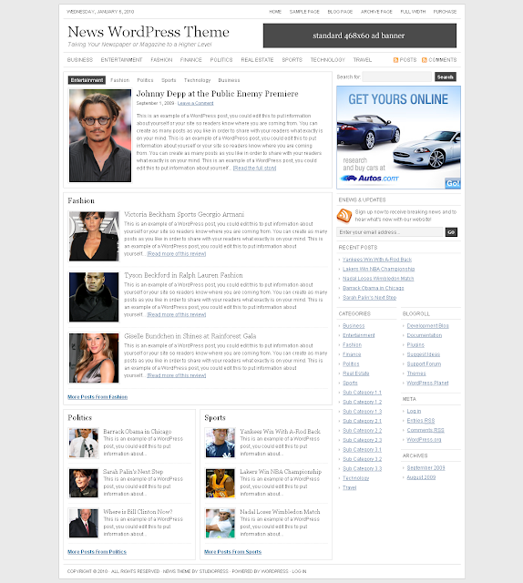 Studiopress News Wordpress Theme