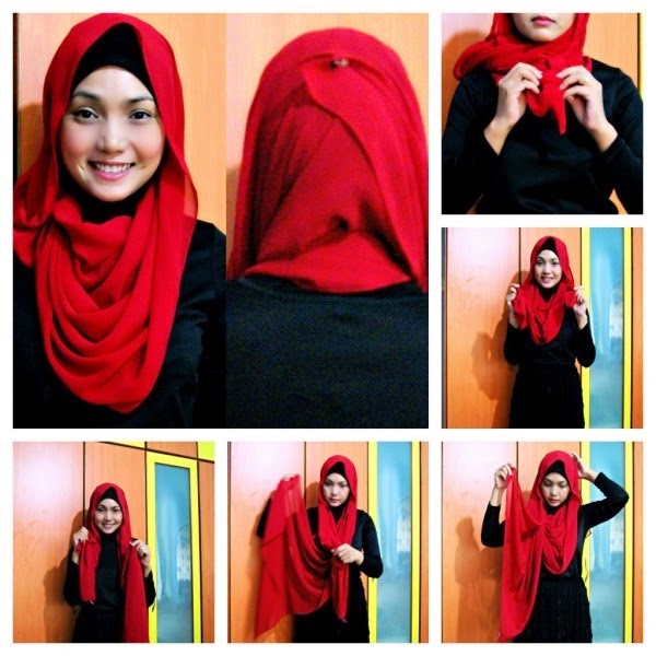 cara memakai jilbab segi empat untuk pesta