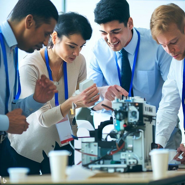 A group of eager learners engrossed in a medical device sales training session.