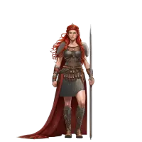 Boudica, the warrior queen of the Iceni, awaits the Romans with a spear.