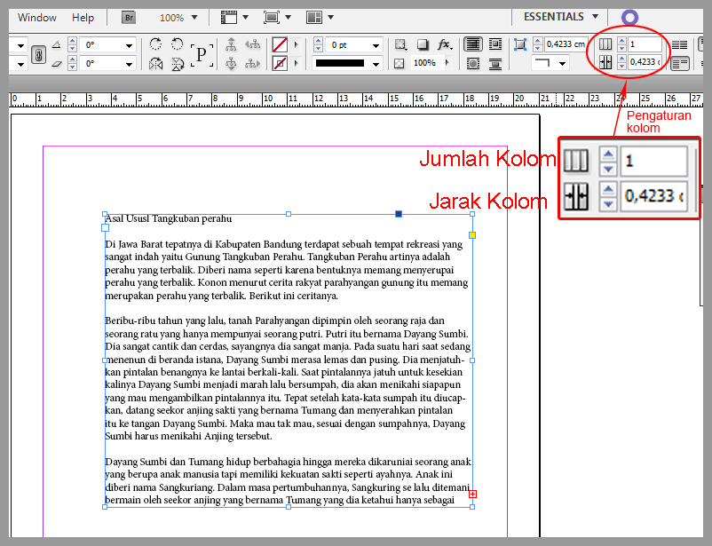 Membuat Kolom pada teks di indesign  Belajar Indesign