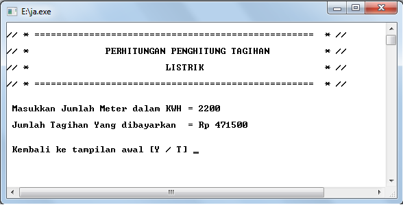 Program Penghitung Tagihan Listrik dengan Dev C 