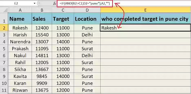 and function in excel in hindi , if and function in excel in hindi