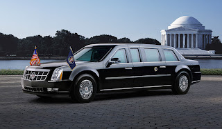 Obama Rolls In An Armored Cadillac Stagecoach