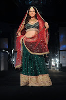 Bollywood and Tollywood acress Amisha, Patel, bridal look, hot sexy, wedding, reception, green choli and lehenga