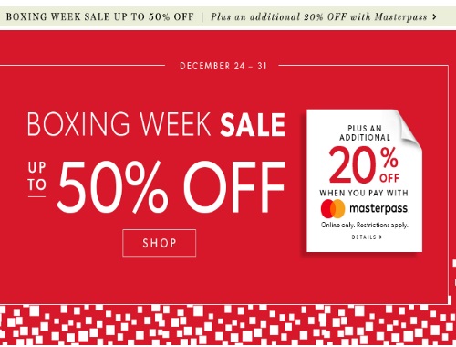 Chapters Indigo's Boxing Week Sale Up to 50% off + Extra 20% Off With MasterPass