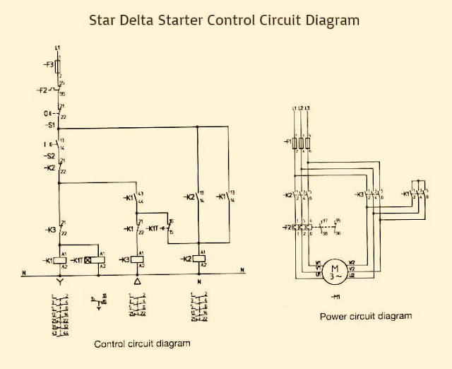 Star Delta Starter Control & Power Circuit Diagram