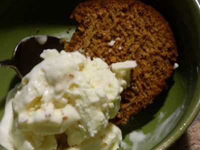 Cheesecake ice cream on carrot bundt cake.