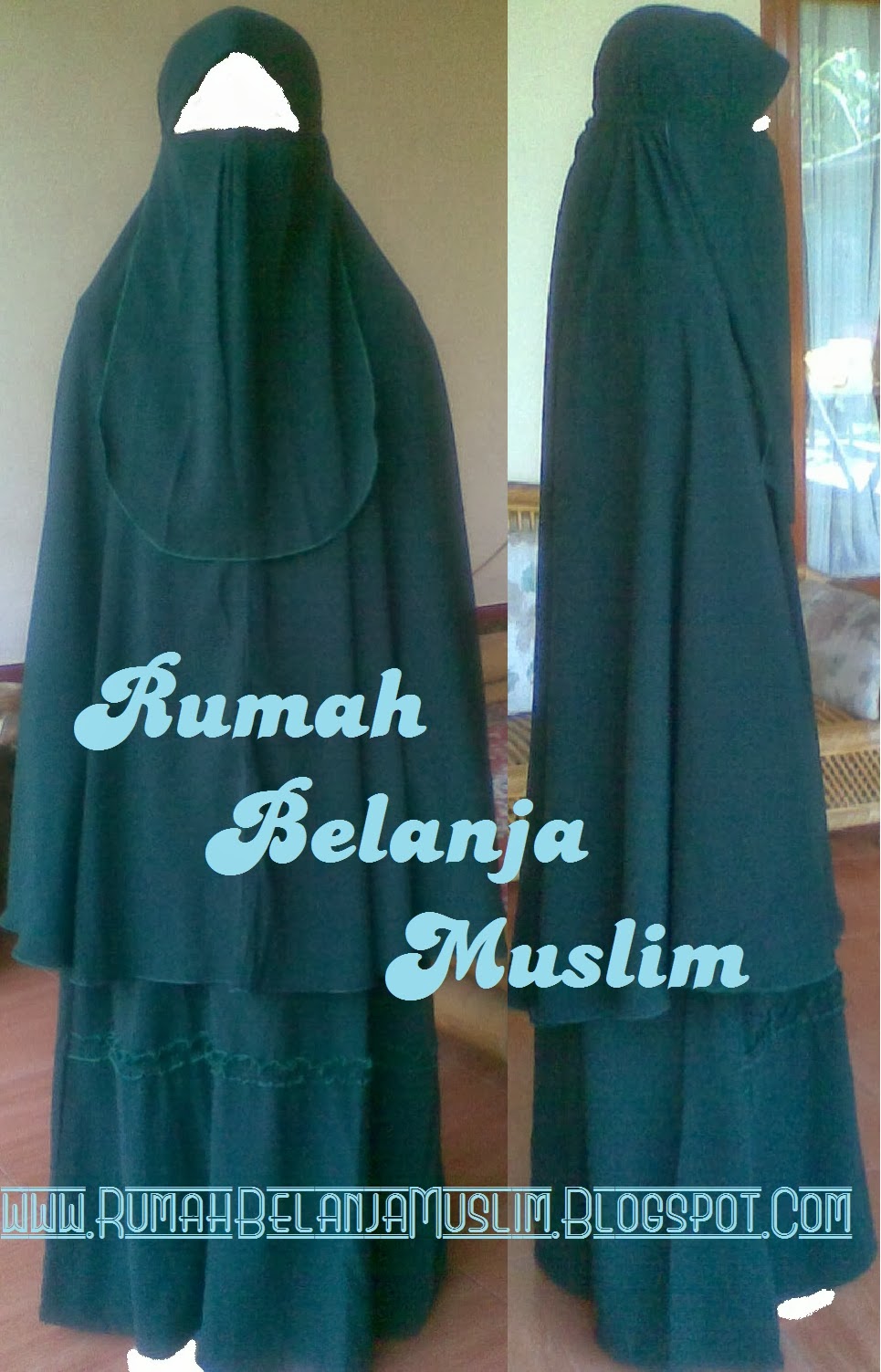 Jual Gamis Muslimah Syari Hijau Botol