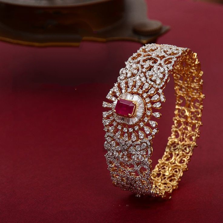 Kada Style Light Weight Diamond Bangle in 18k Gold - Gleam Jewels