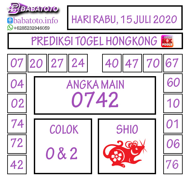 PREDIKSI TOGEL HONGKONG 15 JULI 2020