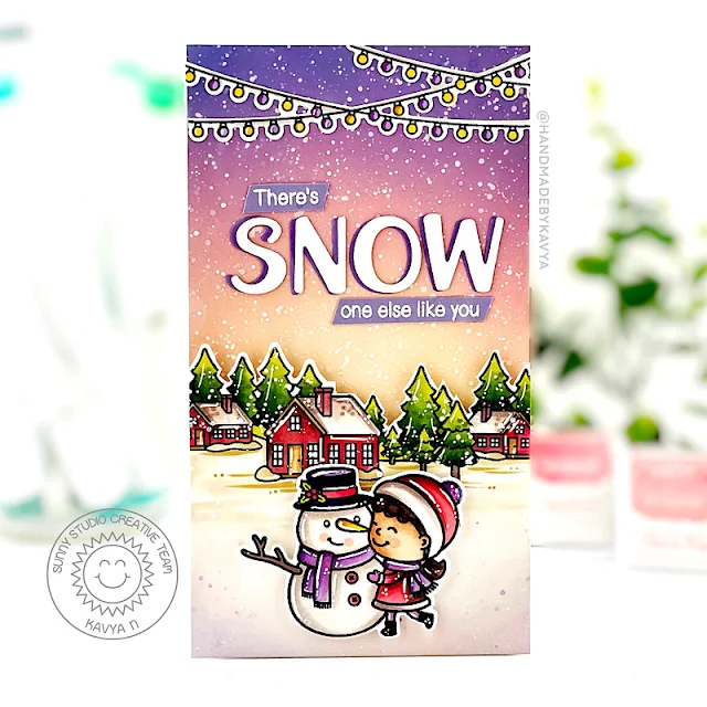 Sunny Studio Stamps: Snow One Like You Card by Kavya (featuring Scenic Route, Winter Scenes, Chloe Alphabet Dies)