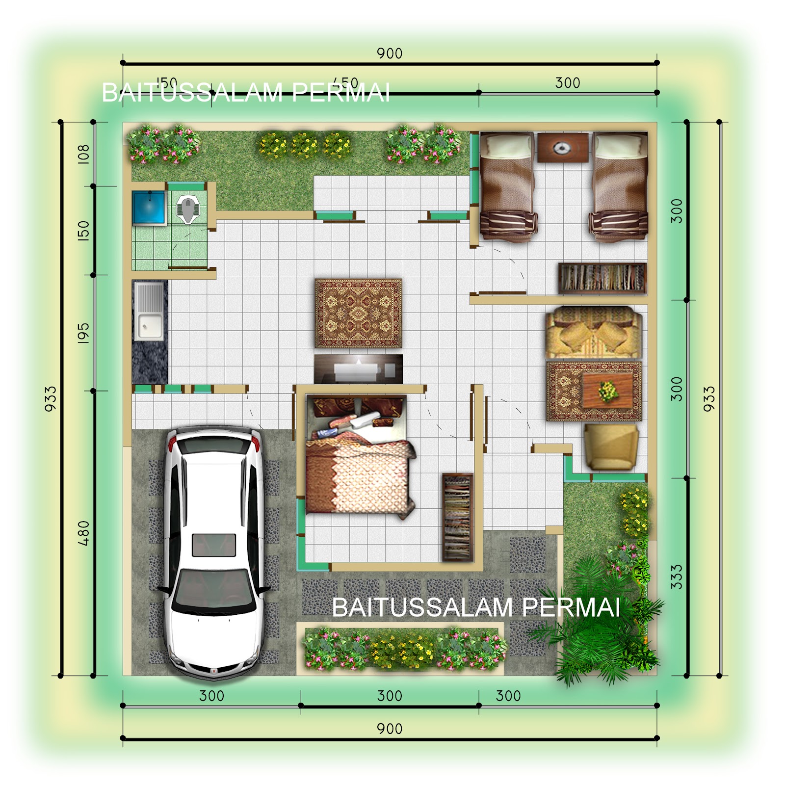 Desain Rumah Dengan Lebar 9 Meter Denah Rumah