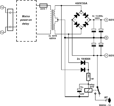 300 Watt Power Amplifier (Elektor 11/1995) electronics schematic circuit