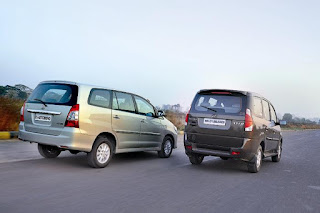 mahindra xylo e9 and toyota innova vx rear view